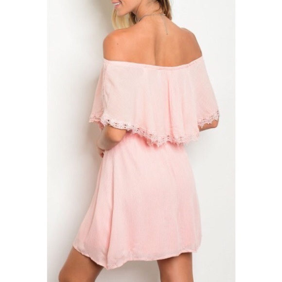 *CLEARANCE* Pink Rose Off Shoulder Mini Dress - Picture 4 of 8